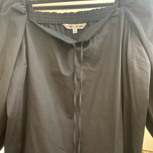 Elizabeth & James Black Boho Puff Sleeve Top sz L - Picture 3 of 5